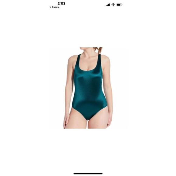 Calia Scoop Neck One Piece Teal Bathing Suit.  Size 4 - Picture 7 of 7